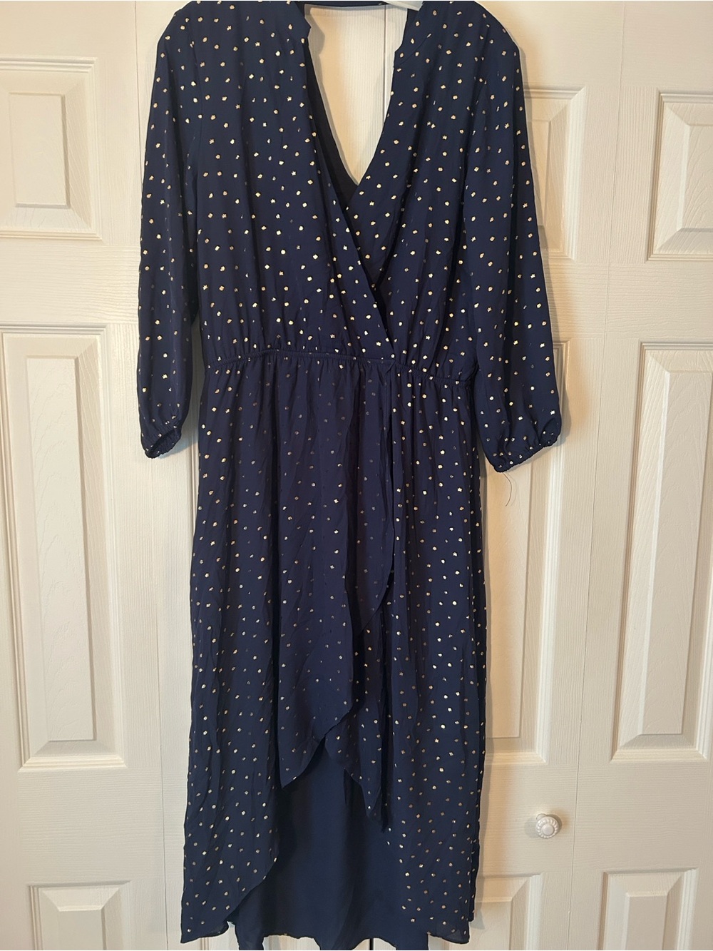 Laundry By Shelli Segal Size 10 Navy and Gold Flecks High-Low Dress